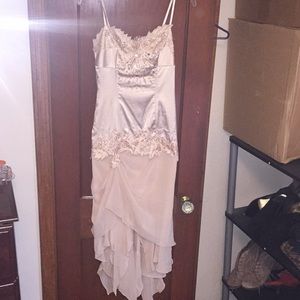 Beige formal dress with iridescent beading